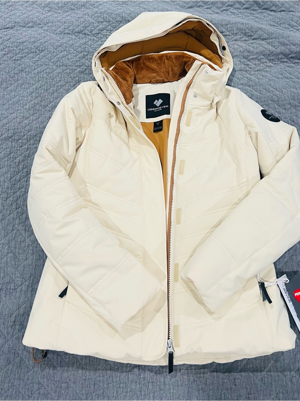 NWT Obermeyer Tuscany Elite Cream Hooded Insulated Jacket